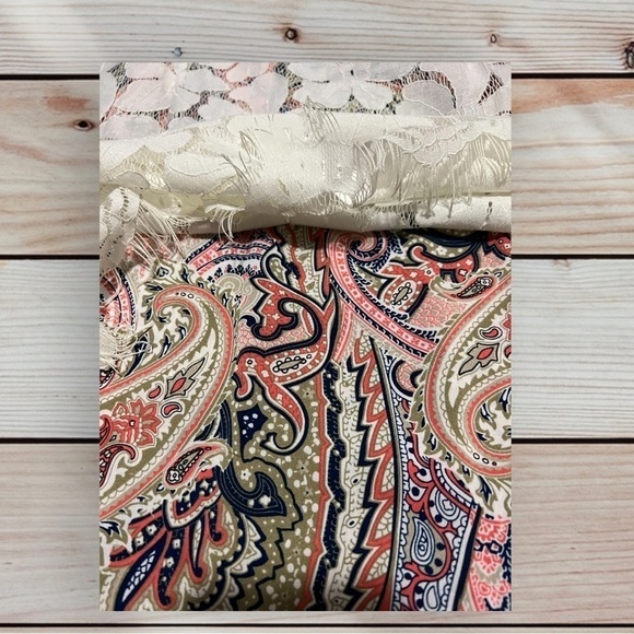 Tommy Hilfiger outter lace paisley lining raw hem gold zipper dress 8 - Picture 2 of 7